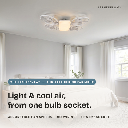 Le AetherFlow™ – Plafonnier ventilateur LED 2-en-1